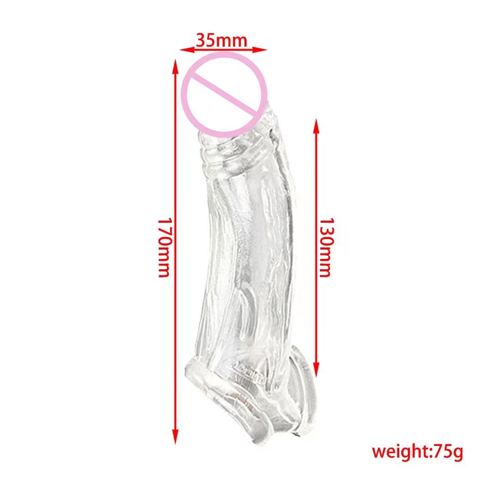 Crystal-Clear Curved Extension Sleeve with Support Ring(كم شفاف منحني لزيادة الطول والسُمك مع حلقة دعم ثابتة)