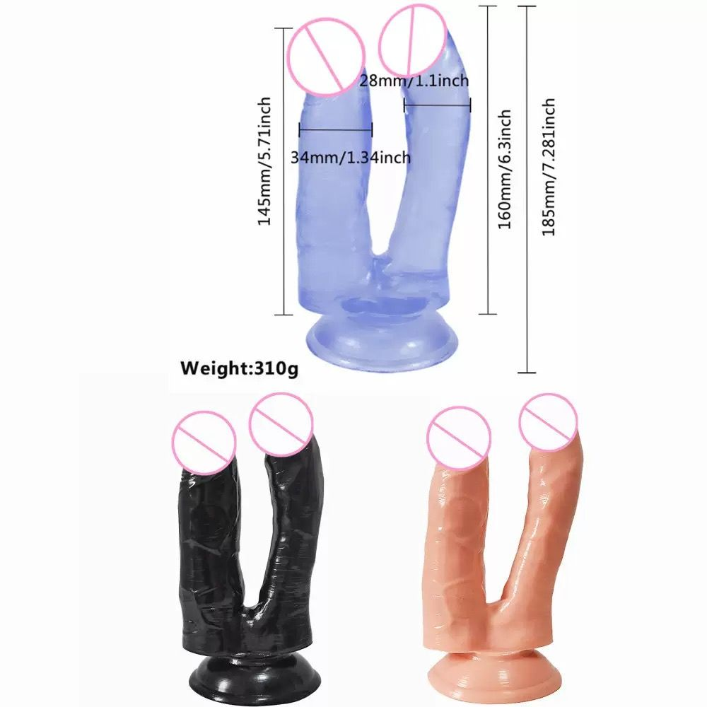 Dual-Stimulation Double Dildo with Powerful Suction Cup Base(قضيب مزدوج للتحفيز الثنائي مع قاعدة شفط قوية)