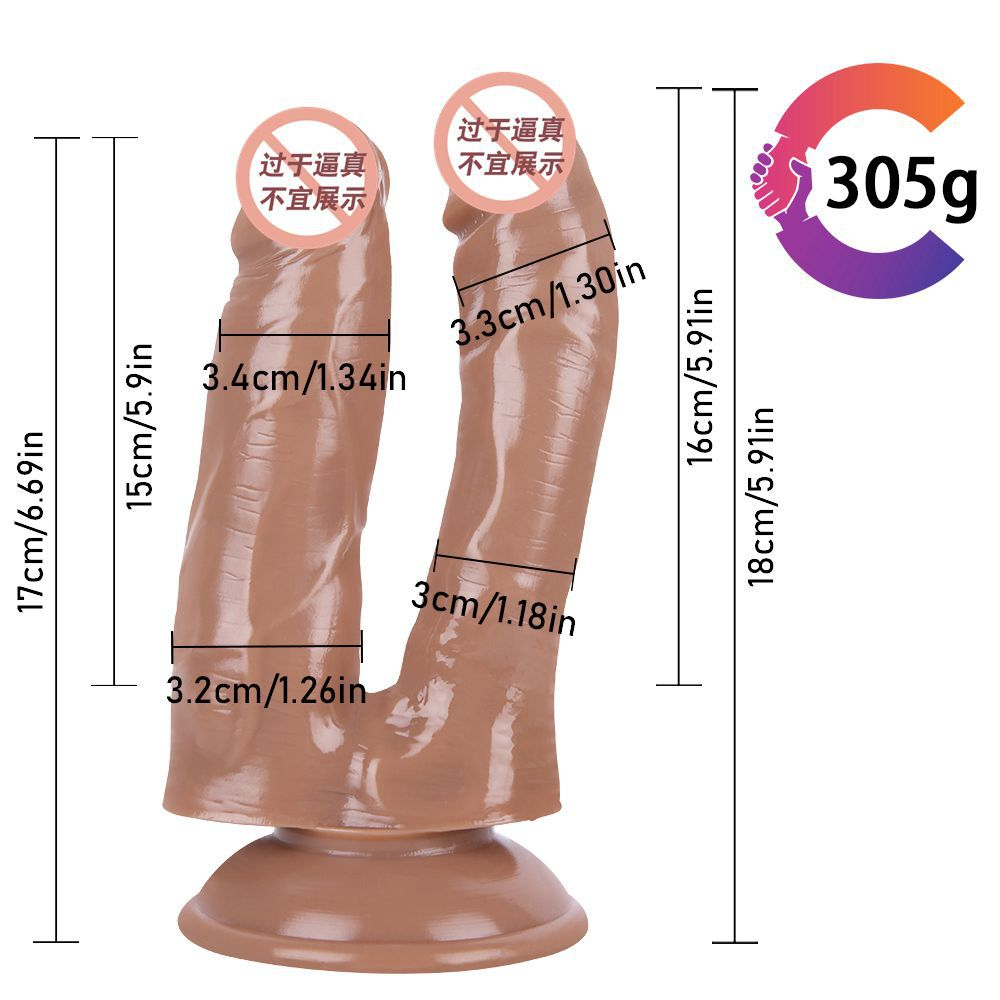 Dual-Stimulation Double Dildo with Powerful Suction Cup Base(قضيب مزدوج للتحفيز الثنائي مع قاعدة شفط قوية)