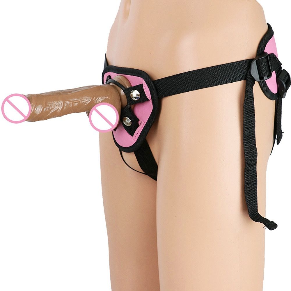Adjustable Hands-Free Strap-On Harness with Flexible Realistic Dildo(حزام قابل للتعديل للاستخدام دون اليدين مع قضيب واقعي مرن)