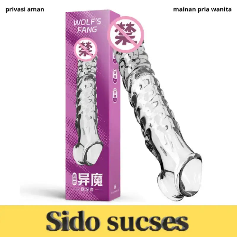 Wolf’s Fang Vibrating Textured Extension Sleeve – Extra-Long Dual-Stimulation Design(كم ناب الذئب المهتز والمزخرف لزيادة الطول والسُمك بتصميم تحفيز مزدوج)