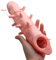 23CM Extra-Long Textured Extension Sleeve with Multi-Point Stimulation（كم مزخرف فائق الطول 23 سم لزيادة الطول والسُمك مع تحفيز متعدد النقاط）