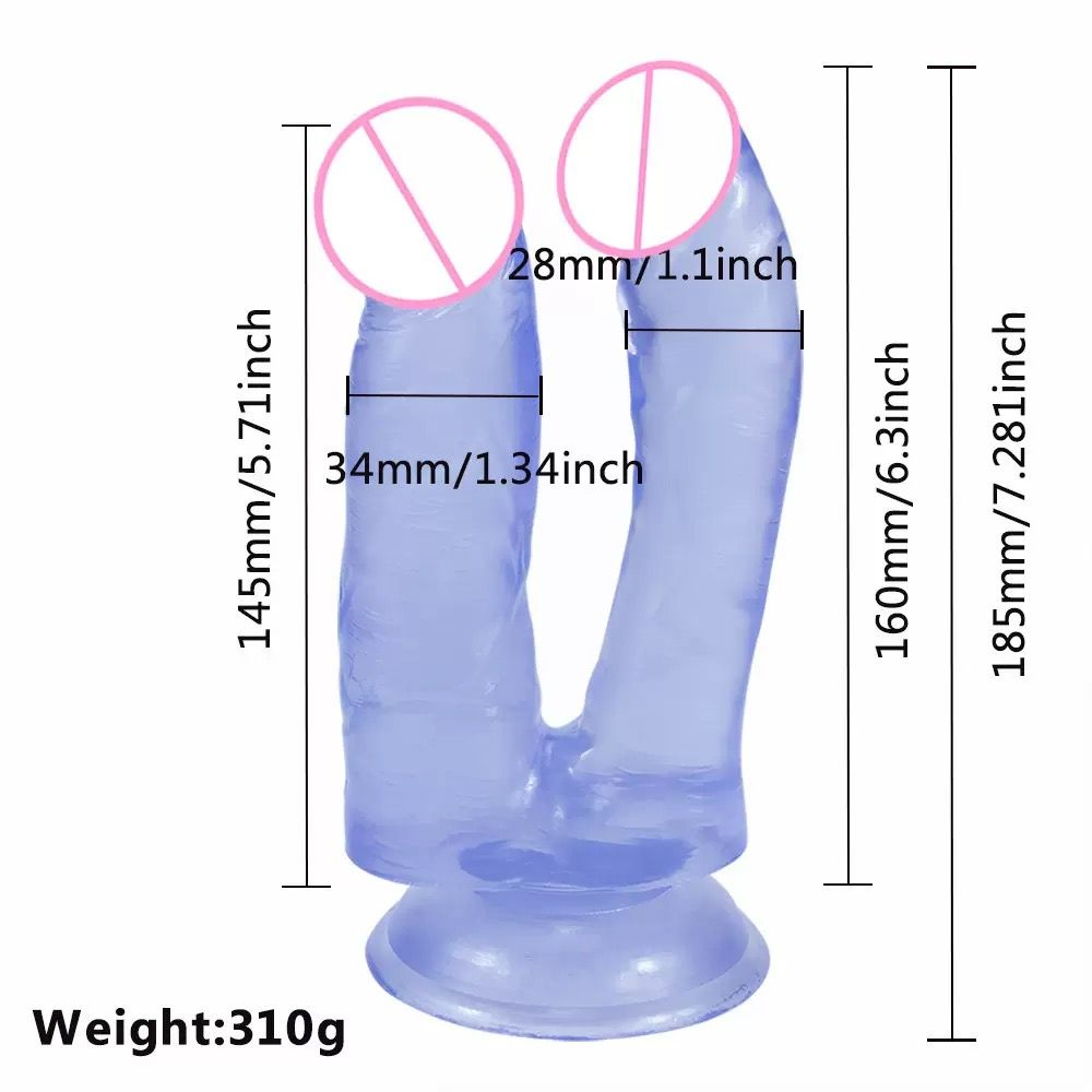 Dual-Stimulation Double Dildo with Powerful Suction Cup Base（قضيب مزدوج للتحفيز الثنائي مع قاعدة شفط قوية）