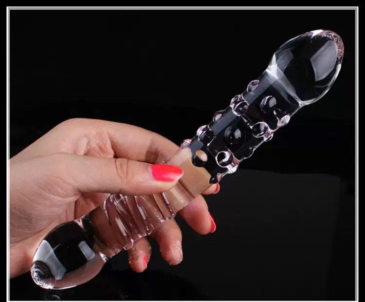 19CM Crystal Glass Double-Ended Textured Pleasure Wand(عصا متعة زجاجية كريستالية مزدوجة الأطراف بطول 19 سم وملمس بارز)