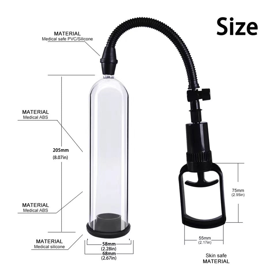 Adult Manual Vacuum Massage Pump Kit – Clear Cylinder, 3 Seal Rings & Soft-Touch Sleeve（طقم مضخة تدليك يدوية بالتفريغ للبالغين – أسطوانة شفافة و3 حلقات إحكام وكمّ ناعم）