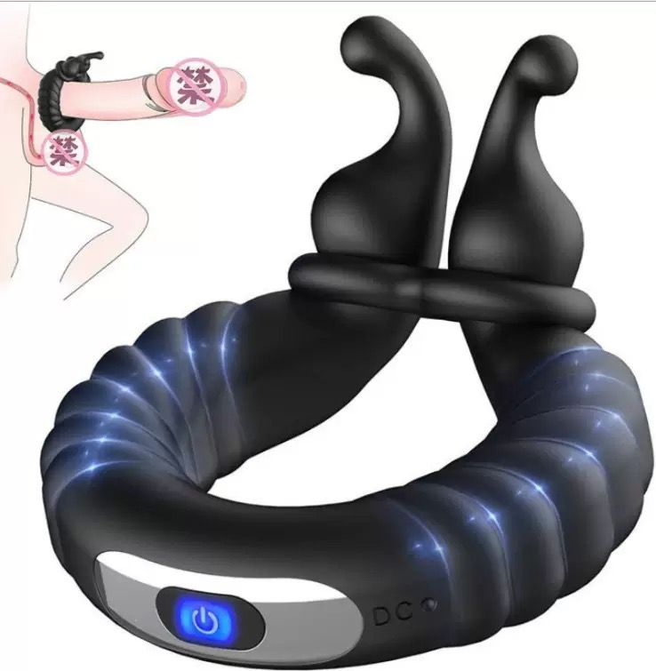 Dual-Stimulation Vibrating Cock Ring with Curved Massage Tips(حلقة اهتزاز مزدوجة التحفيز مع رؤوس تدليك منحنية)