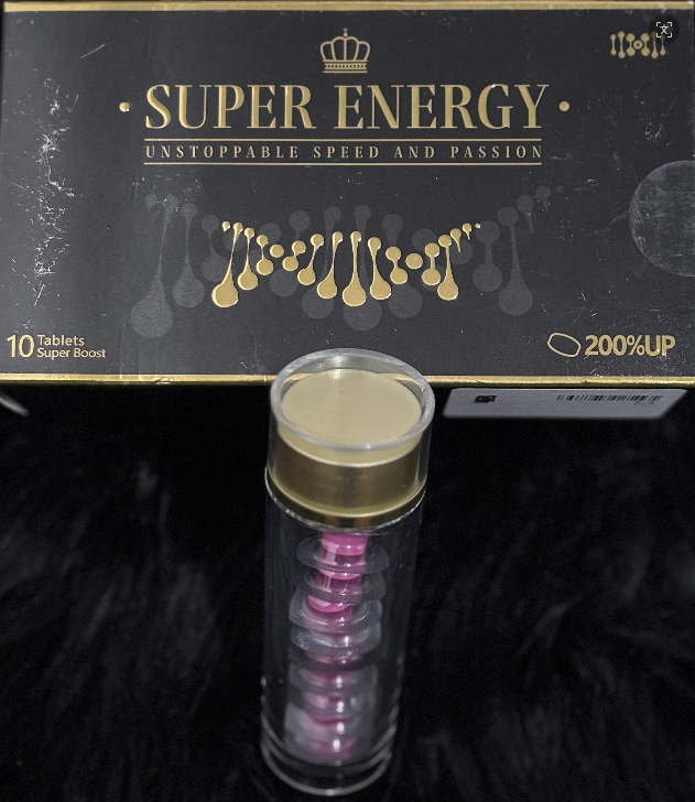 SUPER ENERGY Men’s Compressed Candy Tablets | Premium Black-Gold Box & Compact Tube｜أقراص حلوى SUPER ENERGY المضغوطة للرجال | علبة فاخرة سوداء وذهبية وأنبوب مدمج