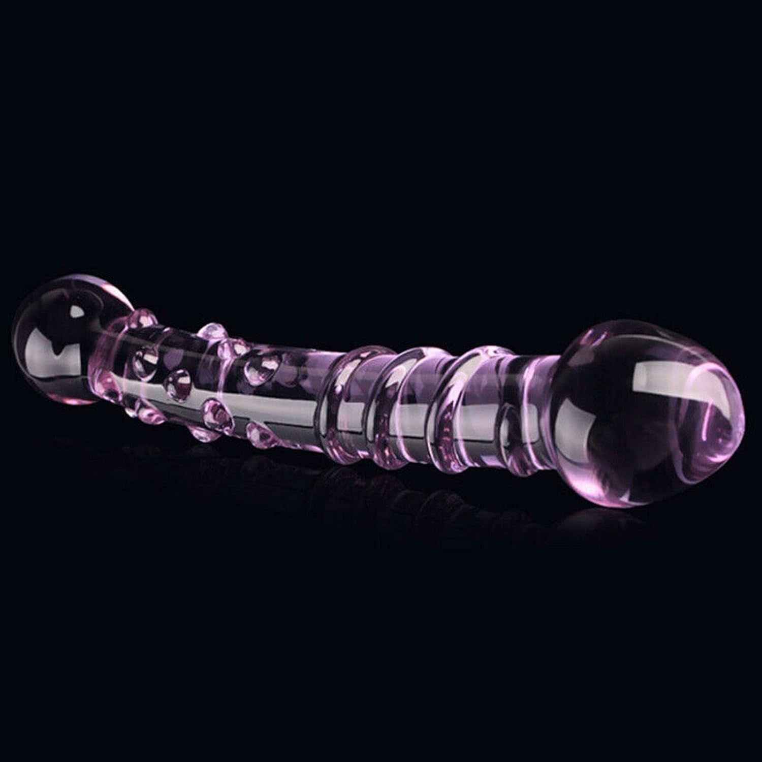19CM Crystal Glass Double-Ended Textured Pleasure Wand(عصا متعة زجاجية كريستالية مزدوجة الأطراف بطول 19 سم وملمس بارز)