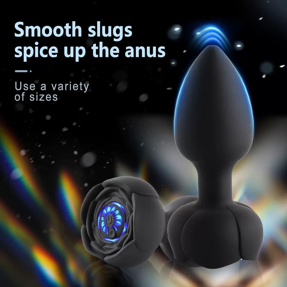 RoseGlow Wireless Vibrating Anal Plug – Remote Control & USB Rechargeable（سدادة شرجية مهتزة بتصميم الوردة – تحكم لاسلكي وشحن عبر USB）