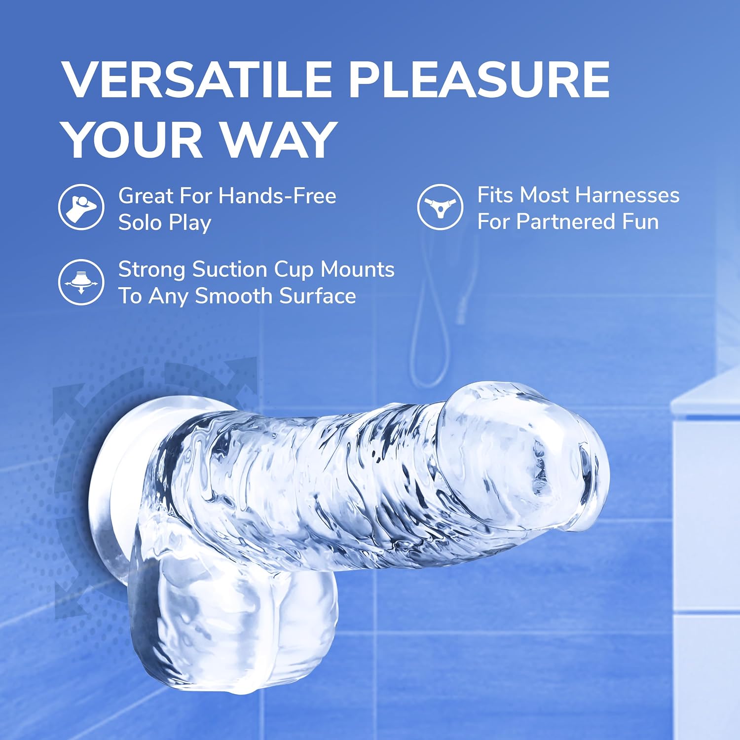 28.5CM Crystal-Clear Extra-Long Dildo with Textured Shaft & Suction Base（قضيب شفاف فائق الطول 28.5 سم بملمس بارز وقاعدة شفط قوية）