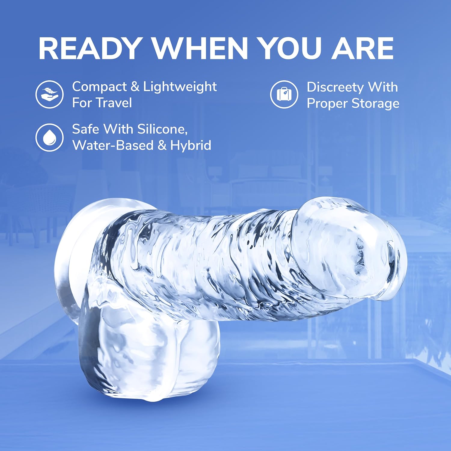 28.5CM Crystal-Clear Extra-Long Dildo with Textured Shaft & Suction Base（قضيب شفاف فائق الطول 28.5 سم بملمس بارز وقاعدة شفط قوية）